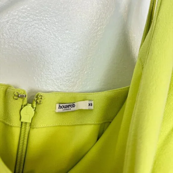 HOUSE OF CB Alessia Asymmetric Feather Trim Midi Dress in Lime Size X-Small - Picture 7 of 16